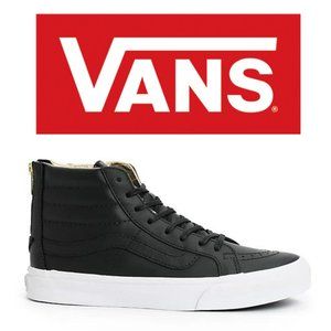 Vans Sk8 Hi Leather Black + Gold - Size 8